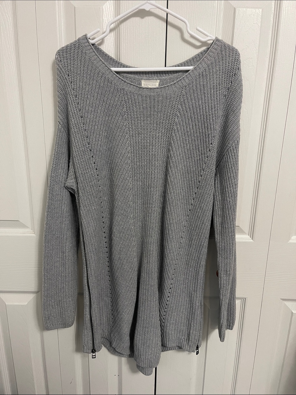 Caslon Light Gray Scoop Neck Knit Sweater